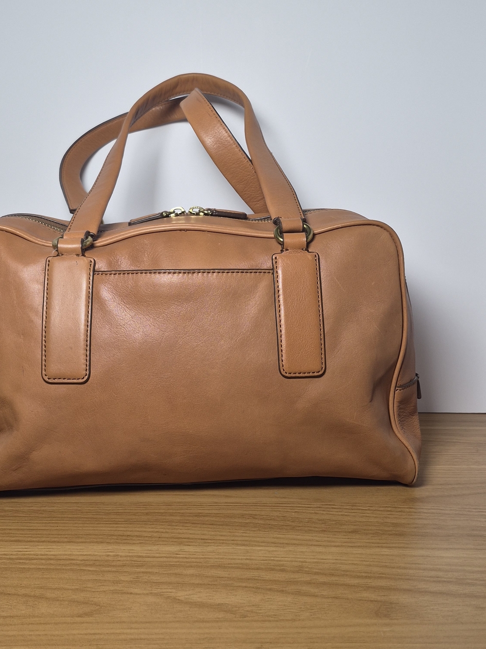 Fossil Maddox Leather Satchel Cognac Brown Shoulder Bag Doctor Bag Handbag - Picture 3 of 14